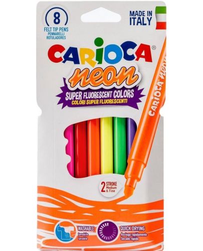 Флумастери Carioca - Neon, 8 цвята  - 1